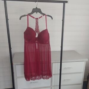 Elegant Red Lace Babydoll Lingerie By Daisy Fuentes Size 1X